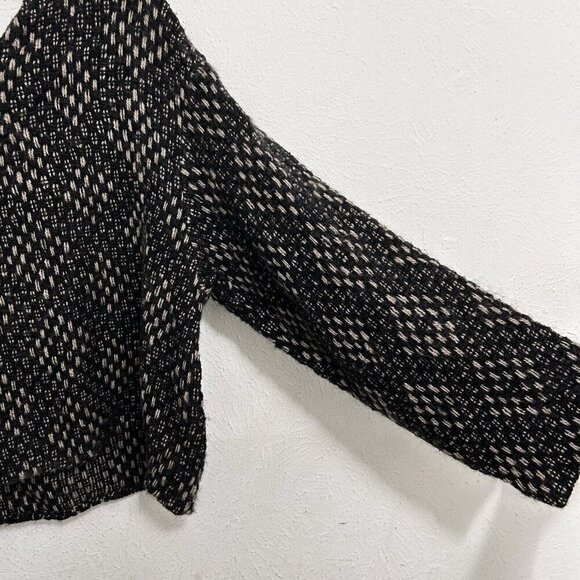 Teri Inman Handwoven Hand Comb Knitted Crop Sweater Black Gray Intricate Woven M - Picture 3 of 7